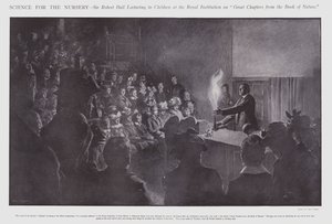 Sir Robert Ball luennoi lapsille Royal Institutionissa (litho) tekijältä Frederick Pegram