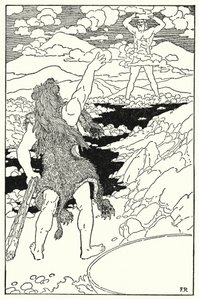 Hercules näki jättiläisen muodon ja sen valtavia piirteitä (litho)