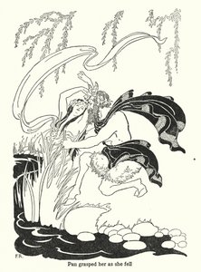 Pan tarttui häneen, kun hän kaatui (litografia) tekijältä Frederick Richardson