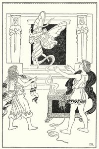 Lapset nostivat taas kantta ja ulos lensi aurinkoinen ja hymyilevä pikkuhahmo (litho) tekijältä Frederick Richardson