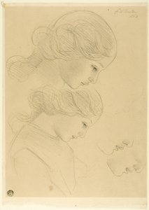 Luonnoksia naisen profiilista tekijältä Frederick William Burton