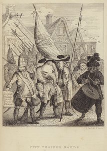 City Trained Bands: satiiri Lontoon Cityyn liittyvistä miliiseistä ja vuoden 1745 Jacobite Rebellionin aiheuttamasta paniikkista (kaiverrus) tekijältä Frederick William Fairholt