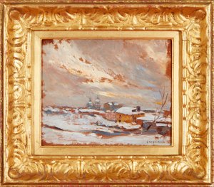 Talvimaisema kaukaisine kupoleineen, Venäjä (öljy, paneeli) tekijältä Frederick William Jackson