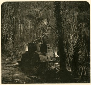 "Nousemassa Ocklawaha-joelle yöllä", 1872.