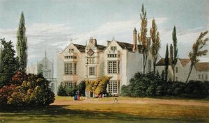 Burford Priory, Ackermannin "Repository of Arts", julkaistu n. 1826 (värilitho) tekijältä Frederick Wilton Litchfield (after) Stockdale