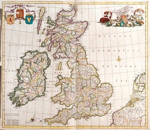 Englannin, Skotlannin ja Irlannin (Iso-Britannia) kartta (etsaus