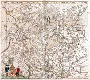 Transilvanian maakunnan kartta (Romania) (etsaus