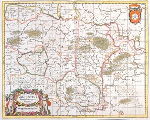 Mainzin (Saksa) Archevechen kartta (etsaus tekijältä Frederick de Wit