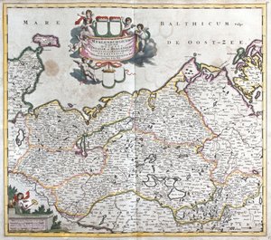 Mecklenburg Schwerinin herttuakunnan kartta (Saksa) (etsaus tekijältä Frederick de Wit