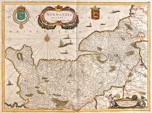 Normandian herttuakunnan kartta (Ranska) (etsaus tekijältä Frederick de Wit