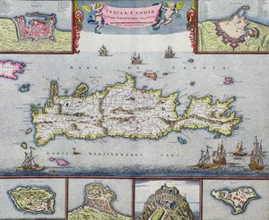 Kartta Kandian saaresta (Kreeta) ja Herakleionin merisatamasta, noin 1680