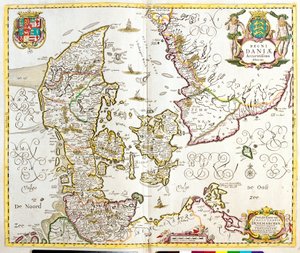 Tanskan kuningaskunnan kartta (etsaus tekijältä Frederick de Wit