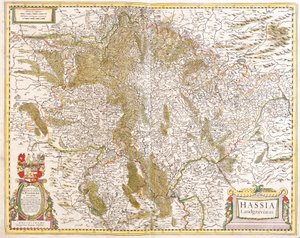 Kartta Hessenin (Saksa) landgravesta (etsaus tekijältä Frederick de Wit