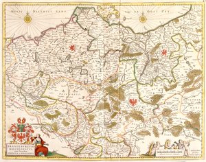 Kartta Brandenburgin (Saksa) markkrahvaattista (etsaus tekijältä Frederick de Wit