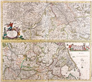 Rhenanien kartta (Saksa) (etsaus tekijältä Frederick de Wit