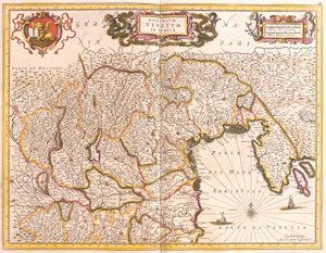 Kartta Venetsian alueista Italiassa (etsaus tekijältä Frederick de Wit