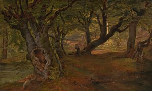 Näkymä Bregentvedin metsään, Sjaellandiin, 1830-luvun puoliväli. tekijältä Frederik Sødring