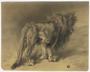 Seisova leijona, jolla on pörröinen harja tekijältä Frederik William Zurcher