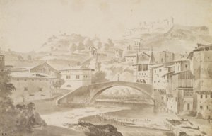 Wien, lähellä Lyonia. Pont Saint-Martin yli tulvan Géren. TV. Saint-Martinin luostari, t.h. Porte de la Rochette ja Pipetin slotti