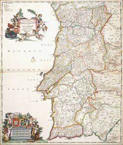 Kartta näyttää Portugalin, noin 1680