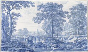 Plakki italialaisella maisemalla Plakki italialaisella maisemalla tekijältä Frederik van Frytom (attributed to)
