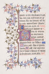 Full il·luminat amb inicial E recto, borde de vinya verso, 1830-62. finlandès