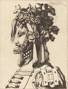 Miehen rintakuva ylellisessä asussa tekijältä French 16th Century after René Boyvin or Pierre Milan