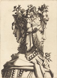 Naisen rintakuva ylellisessä asussa tekijältä French 16th Century after René Boyvin or Pierre Milan