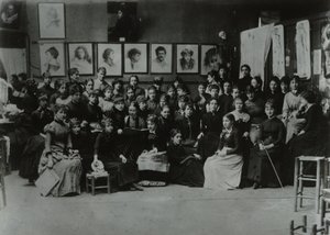 Academie Julian, Pariisi, taideopiskelijoiden ryhmä tekijältä French Photographer