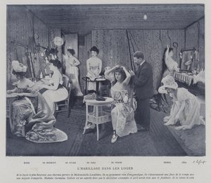 Näyttelijät Theater des Varietesin pukuhuoneissa, Pariisissa (m/v kuva) tekijältä French Photographer