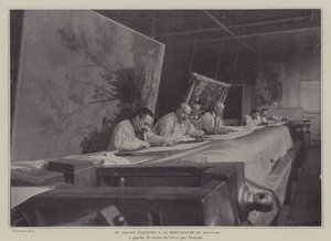 Taiteilijoiden työpaja Beauvais Tapestry Manufacturessa, Ranskassa (m/v kuva) tekijältä French Photographer