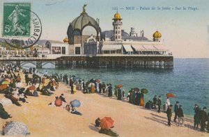 Ranta ja Palais de la Jetee, Nizza. Postikortti lähetetty 1913. tekijältä French Photographer