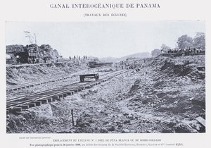 Panaman valtamertenvälinen kanava, sulkutyöt (bw kuva) tekijältä French Photographer