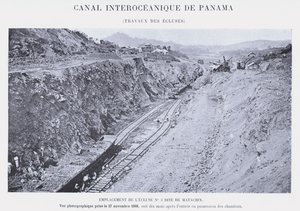Panaman valtamertenvälinen kanava, sulkutyöt (bw kuva) tekijältä French Photographer