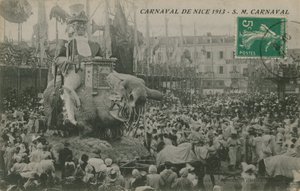Carnaval de Nizza 1913. Postikortti lähetetty 1913. tekijältä French Photographer