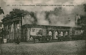 Dax - lämminvesilähde (päivittäinen virtaus: 2400000 litraa 64 asteessa). Postikortti lähetetty 1913. tekijältä French Photographer