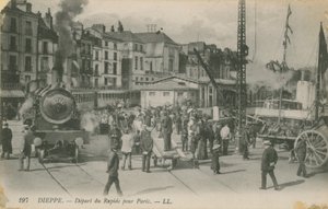 Pariisin pikajuna lähtee Dieppestä. Postikortti lähetetty 1913. tekijältä French Photographer