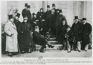 Ryhmä Edmond Huot de Goncourtin puutarhassa, noin 1890. tekijältä French Photographer
