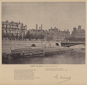 Pariisin kommuuni, Hotel De Ville, Näkymä Arcolen sillalta (m/w kuva) tekijältä French Photographer