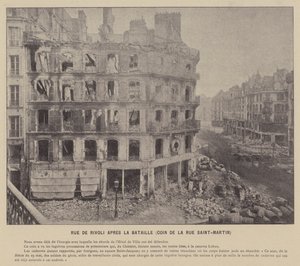 Pariisin kommuuni, Rue De Rivoli taistelun jälkeen, Rue Saint-Martinin kulma (m/v kuva) tekijältä French Photographer