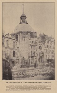 Pariisin kunta, yksi Rue Saint-Antoinen barrikadeista taistelun jälkeen (b/w valokuva) tekijältä French Photographer