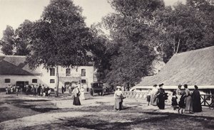Le Touquet, navetat ja pihat jne, jotka vuonna 1903 järjestettiin ottamaan vastaan vieraita ensimmäisessä Hermitage-hotellissa tekijältä French Photographer