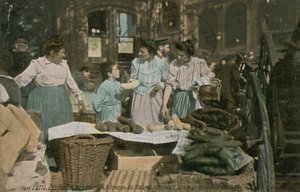 Markkinatalo Les Hallesissa Pariisissa, Ranskassa. Postikortti lähetetty 1913. tekijältä French Photographer