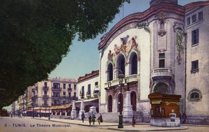 Kaupunginteatteri, Tunis, Tunisia (värillinen kuva) tekijältä French Photographer