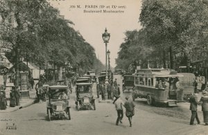 Pariisi, Boulevard Montmartre. Postikortti lähetetty 1913. tekijältä French Photographer