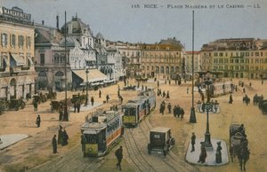 Place Massena ja kasino, Nizza. Postikortti lähetetty 1913. tekijältä French Photographer