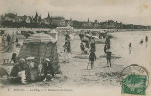 Postikortti rannasta ja Boulevard St Georgesista, Royanista, Ranskasta, lähetetty vuonna 1913 tekijältä French Photographer