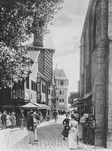 Rue des Vieilles Ecoles ja Saint Julienin kirkko vanhassa Pariisissa, Exposition Universelle of 1900 -näyttelyssä tekijältä French Photographer