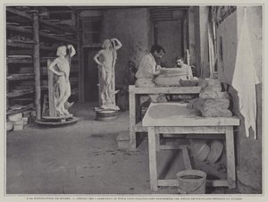 Sevresin posliinitehtaalla Ranskan posliinitehtaalla polton aikana säilytettävien posliinikappaleiden säiliöiden valmistuspaja (m/v kuva) tekijältä French Photographer