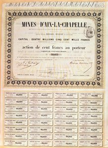 100 frangia Aachenin kaivosten kantajaosuus, 1856 tekijältä French School